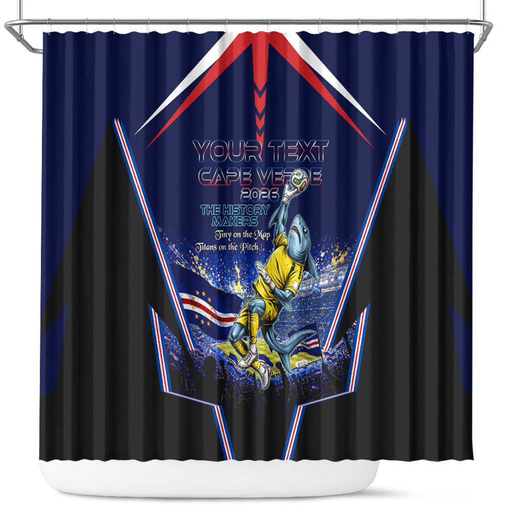 Personalized Cape Verde Blue Sharks Shower Curtain African Pride Dynamic Stadium Soccer Graphic Art