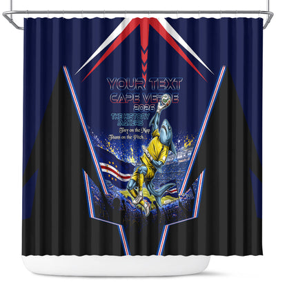 Personalized Cape Verde Blue Sharks Shower Curtain African Pride Dynamic Stadium Soccer Graphic Art
