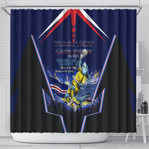 Personalized Cape Verde Blue Sharks Shower Curtain African Pride Dynamic Stadium Soccer Graphic Art