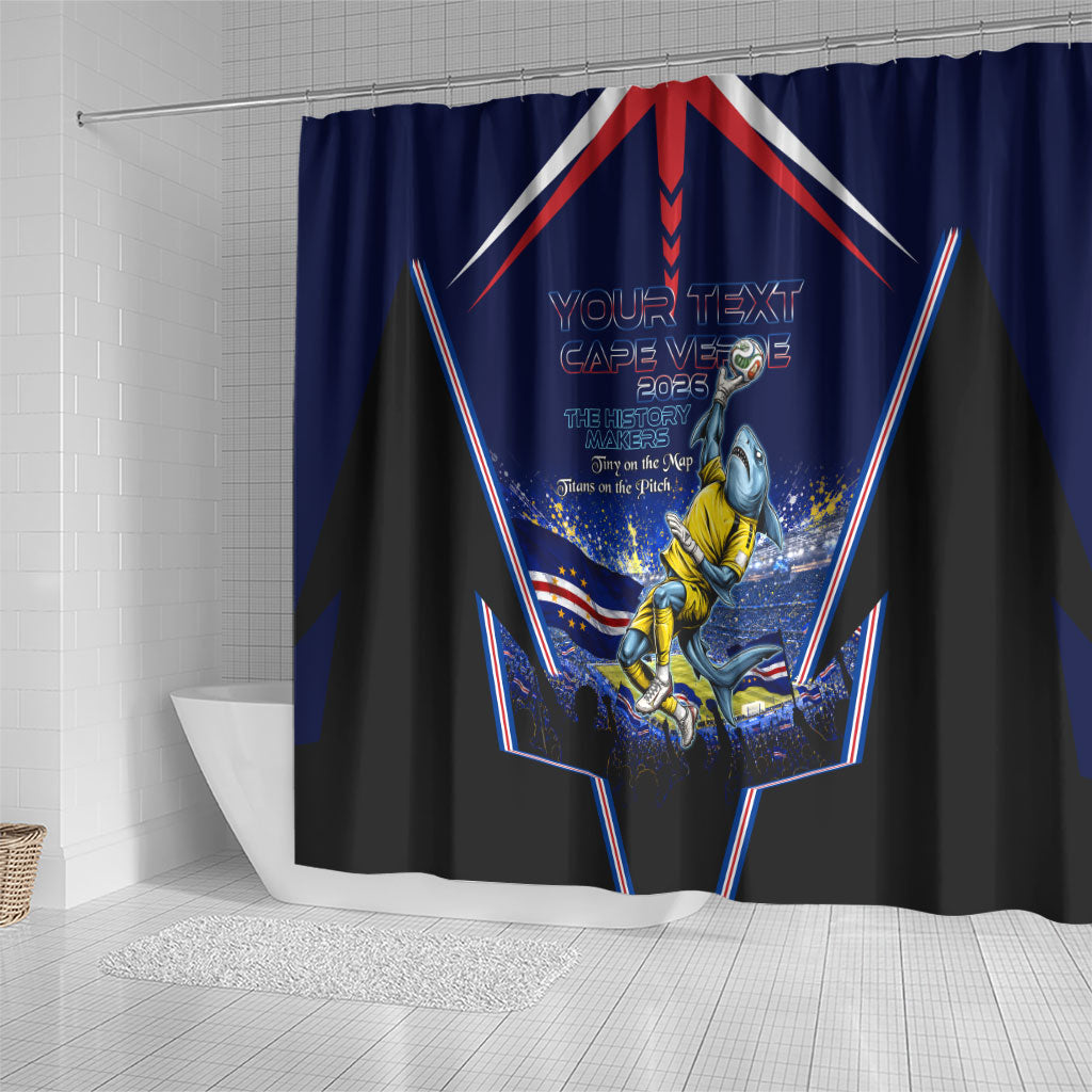 Personalized Cape Verde Blue Sharks Shower Curtain African Pride Dynamic Stadium Soccer Graphic Art