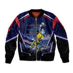 Personalized Cape Verde Blue Sharks Sleeve Zip Bomber Jacket African Pride Dynamic Stadium Soccer Graphic Art