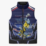 Personalized Cape Verde Blue Sharks Sleeveless Puffer Jacket African Pride Dynamic Stadium Soccer Graphic Art