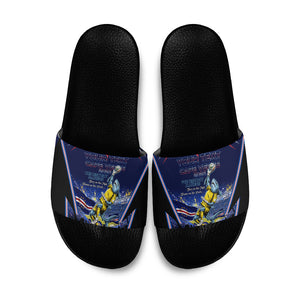 Personalized Cape Verde Blue Sharks Slide Sandals African Pride Dynamic Stadium Soccer Graphic Art