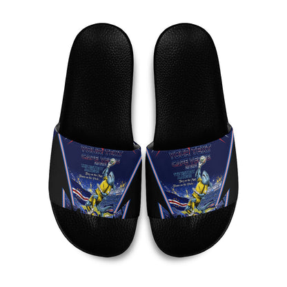 Personalized Cape Verde Blue Sharks Slide Sandals African Pride Dynamic Stadium Soccer Graphic Art