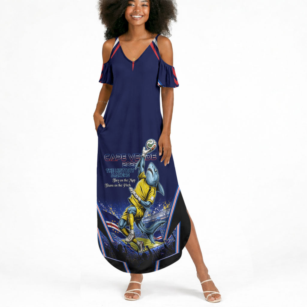 Personalized Cape Verde Blue Sharks Summer Maxi Dress African Pride Dynamic Stadium Soccer Graphic Art