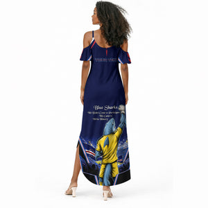 Personalized Cape Verde Blue Sharks Summer Maxi Dress African Pride Dynamic Stadium Soccer Graphic Art