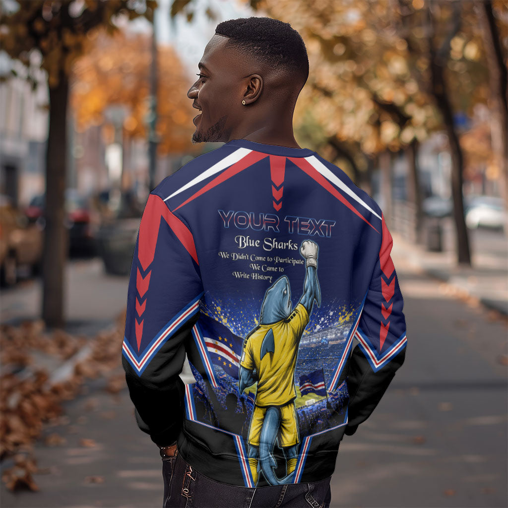 Personalized Cape Verde Blue Sharks Sweatshirt African Pride Dynamic Stadium Soccer Graphic Art