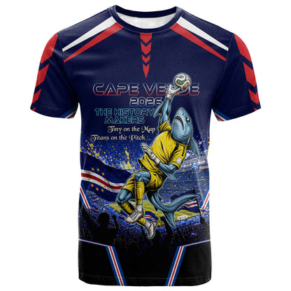 Personalized Cape Verde Blue Sharks T shirt African Pride Dynamic Stadium Soccer Graphic Art