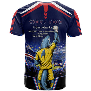 Personalized Cape Verde Blue Sharks T shirt African Pride Dynamic Stadium Soccer Graphic Art