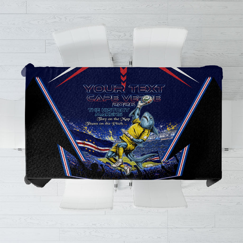 Personalized Cape Verde Blue Sharks Tablecloth African Pride Dynamic Stadium Soccer Graphic Art