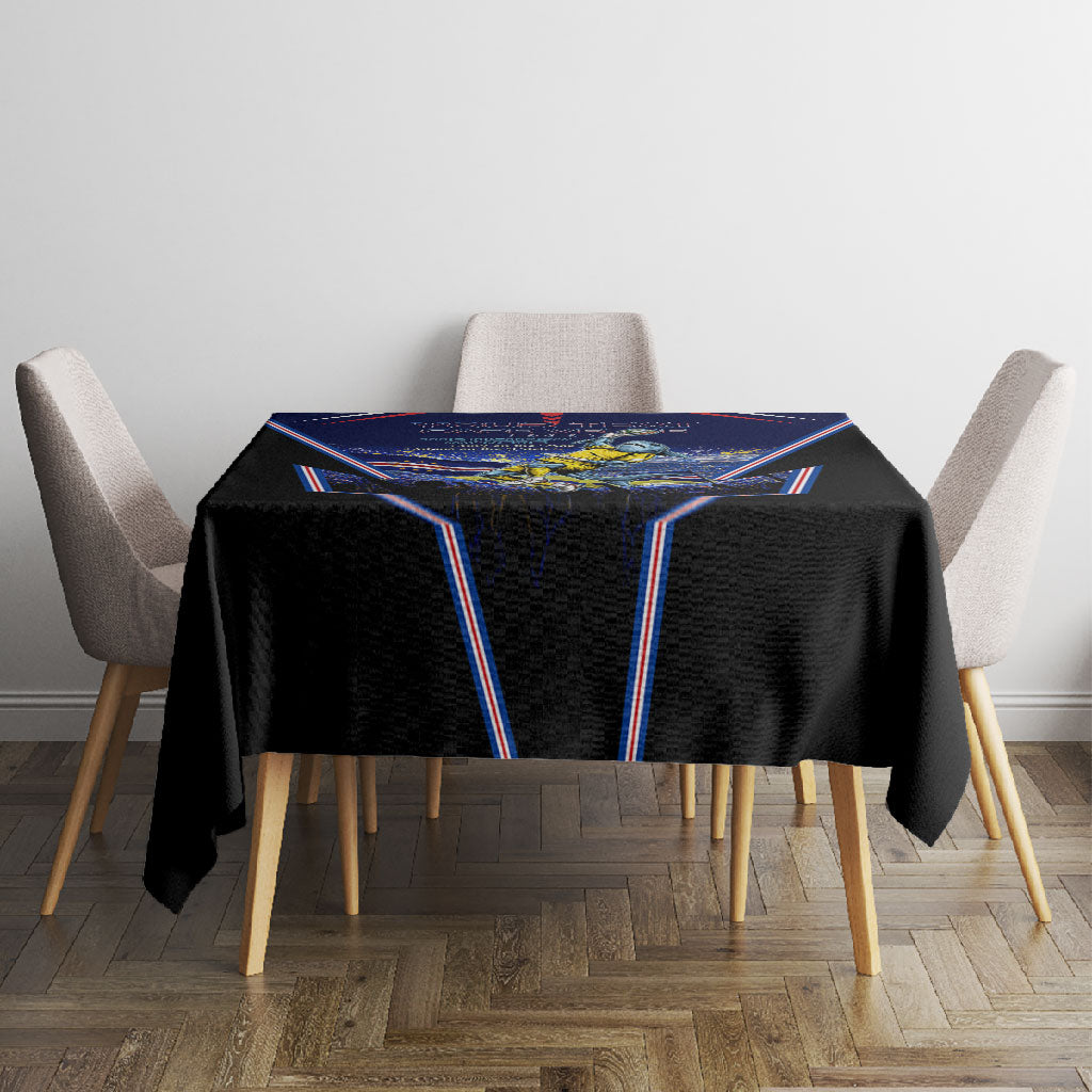 Personalized Cape Verde Blue Sharks Tablecloth African Pride Dynamic Stadium Soccer Graphic Art