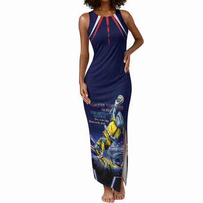 Personalized Cape Verde Blue Sharks Tank Maxi Dress African Pride Dynamic Stadium Soccer Graphic Art