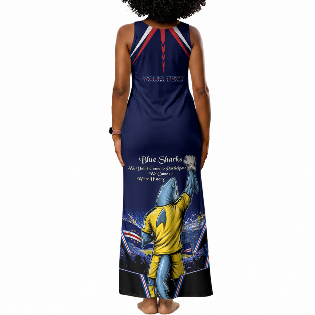 Personalized Cape Verde Blue Sharks Tank Maxi Dress African Pride Dynamic Stadium Soccer Graphic Art
