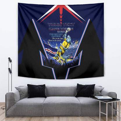 Personalized Cape Verde Blue Sharks Tapestry African Pride Dynamic Stadium Soccer Graphic Art