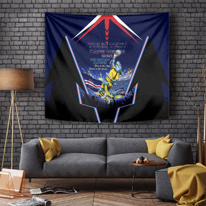 Personalized Cape Verde Blue Sharks Tapestry African Pride Dynamic Stadium Soccer Graphic Art