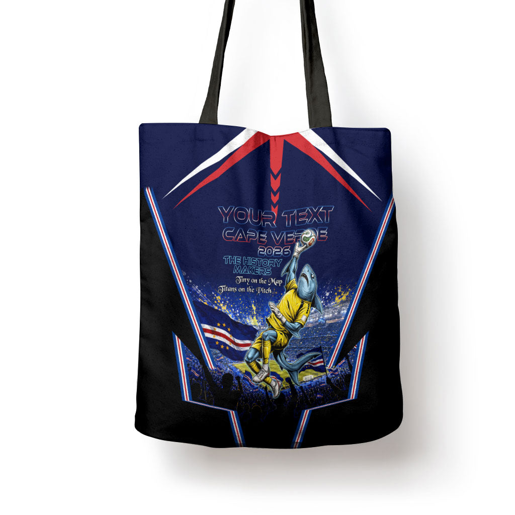 Personalized Cape Verde Blue Sharks Tote Bag African Pride Dynamic Stadium Soccer Graphic Art