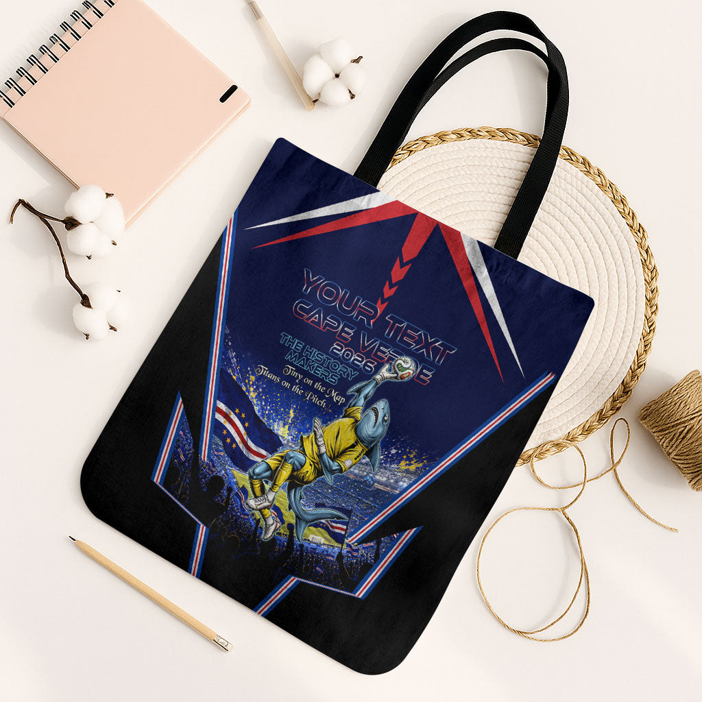 Personalized Cape Verde Blue Sharks Tote Bag African Pride Dynamic Stadium Soccer Graphic Art