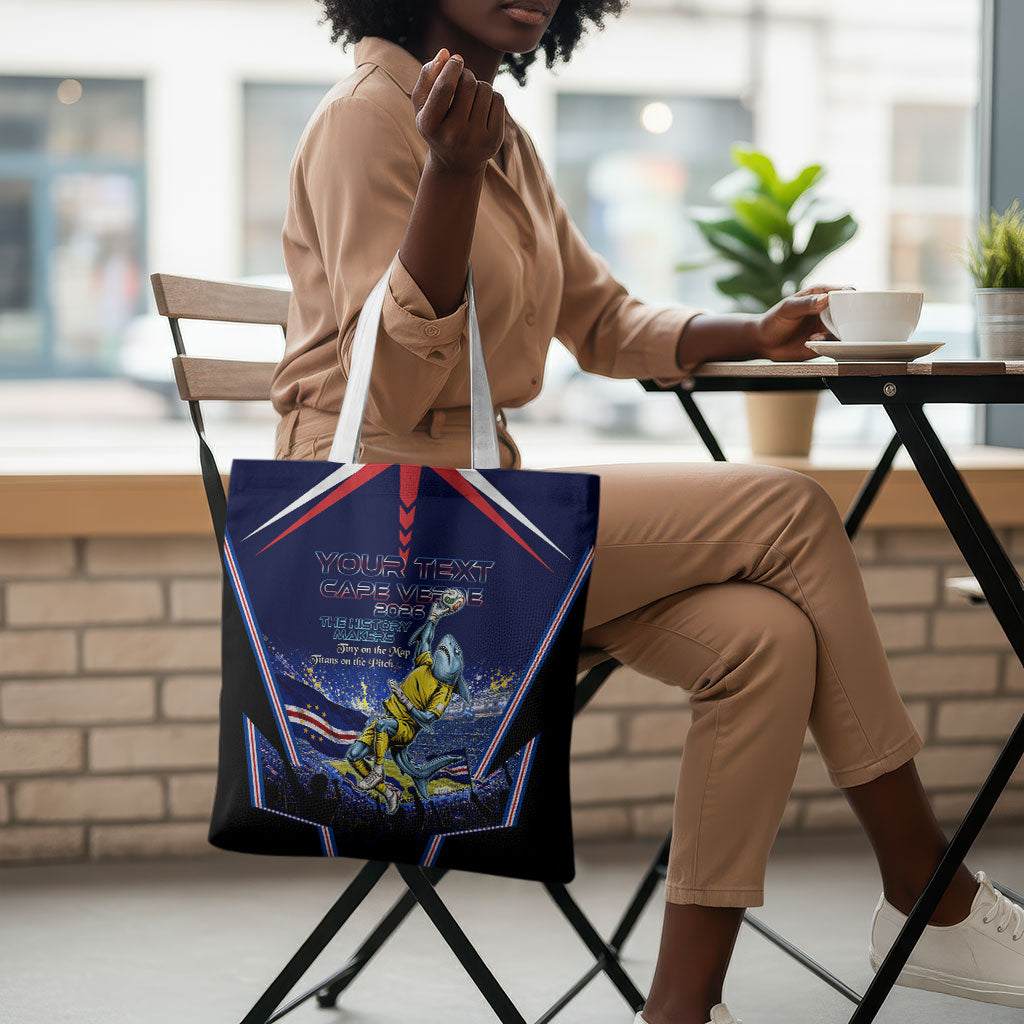 Personalized Cape Verde Blue Sharks Tote Bag African Pride Dynamic Stadium Soccer Graphic Art
