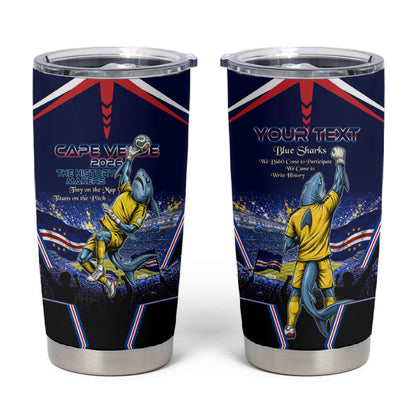 Personalized Cape Verde Blue Sharks Tumbler Cup African Pride Dynamic Stadium Soccer Graphic Art