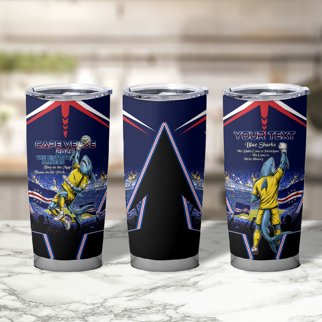 Personalized Cape Verde Blue Sharks Tumbler Cup African Pride Dynamic Stadium Soccer Graphic Art