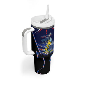 Personalized Cape Verde Blue Sharks Tumbler With Handle African Pride Dynamic Stadium Soccer Graphic Art
