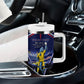 Personalized Cape Verde Blue Sharks Tumbler With Handle African Pride Dynamic Stadium Soccer Graphic Art