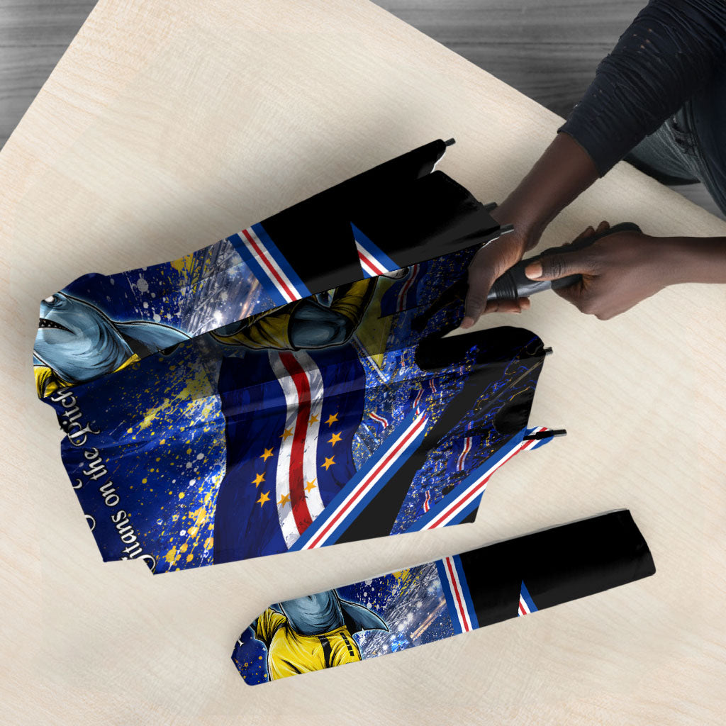 Personalized Cape Verde Blue Sharks Umbrella African Pride Dynamic Stadium Soccer Graphic Art