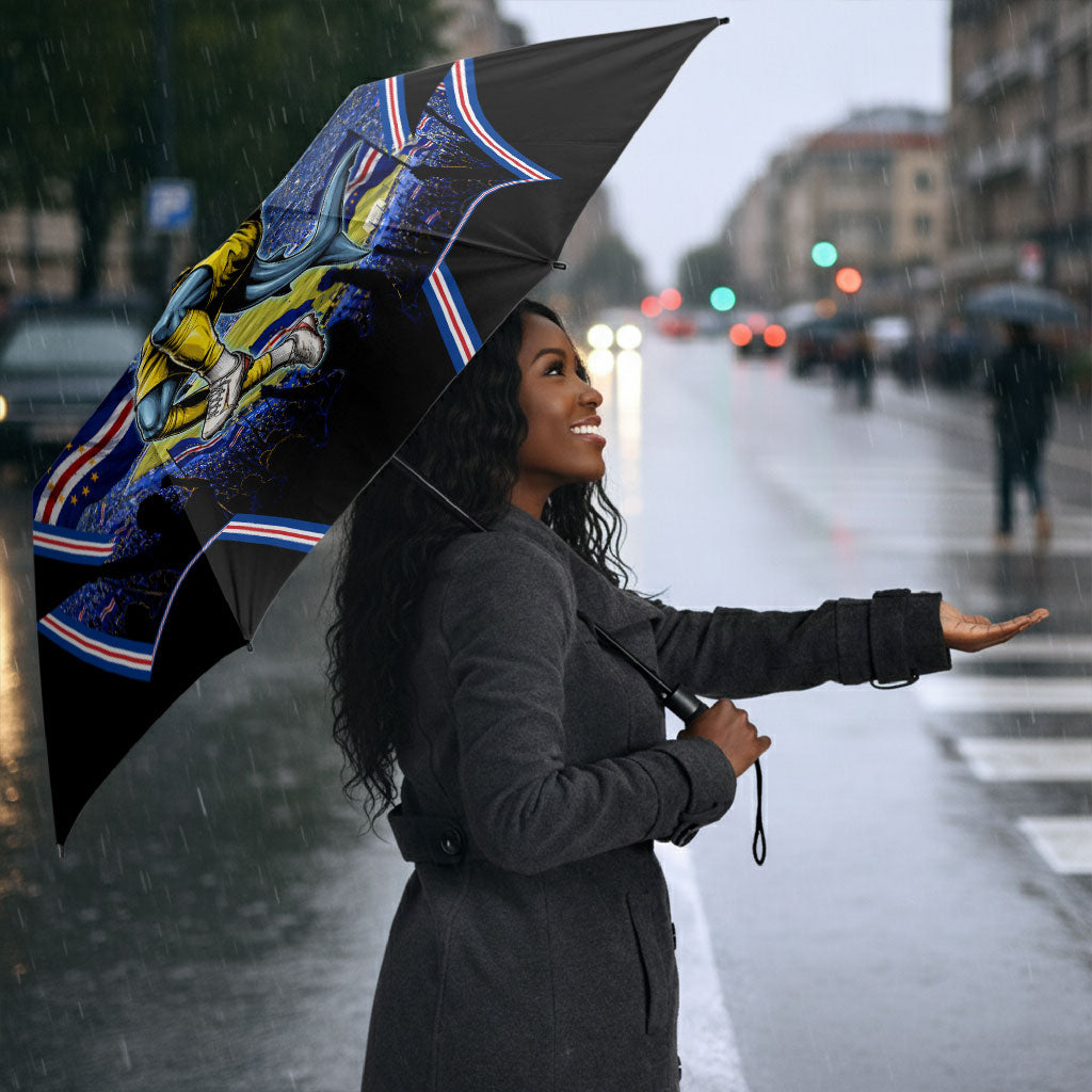 Personalized Cape Verde Blue Sharks Umbrella African Pride Dynamic Stadium Soccer Graphic Art