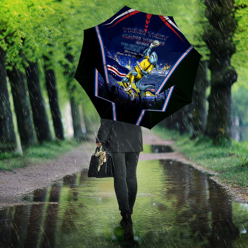 Personalized Cape Verde Blue Sharks Umbrella African Pride Dynamic Stadium Soccer Graphic Art