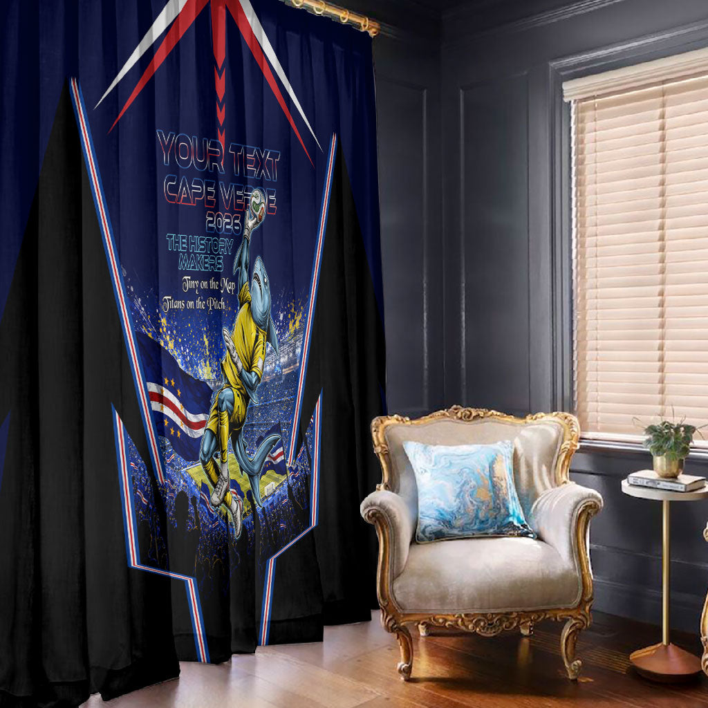 Personalized Cape Verde Blue Sharks Window Curtain African Pride Dynamic Stadium Soccer Graphic Art