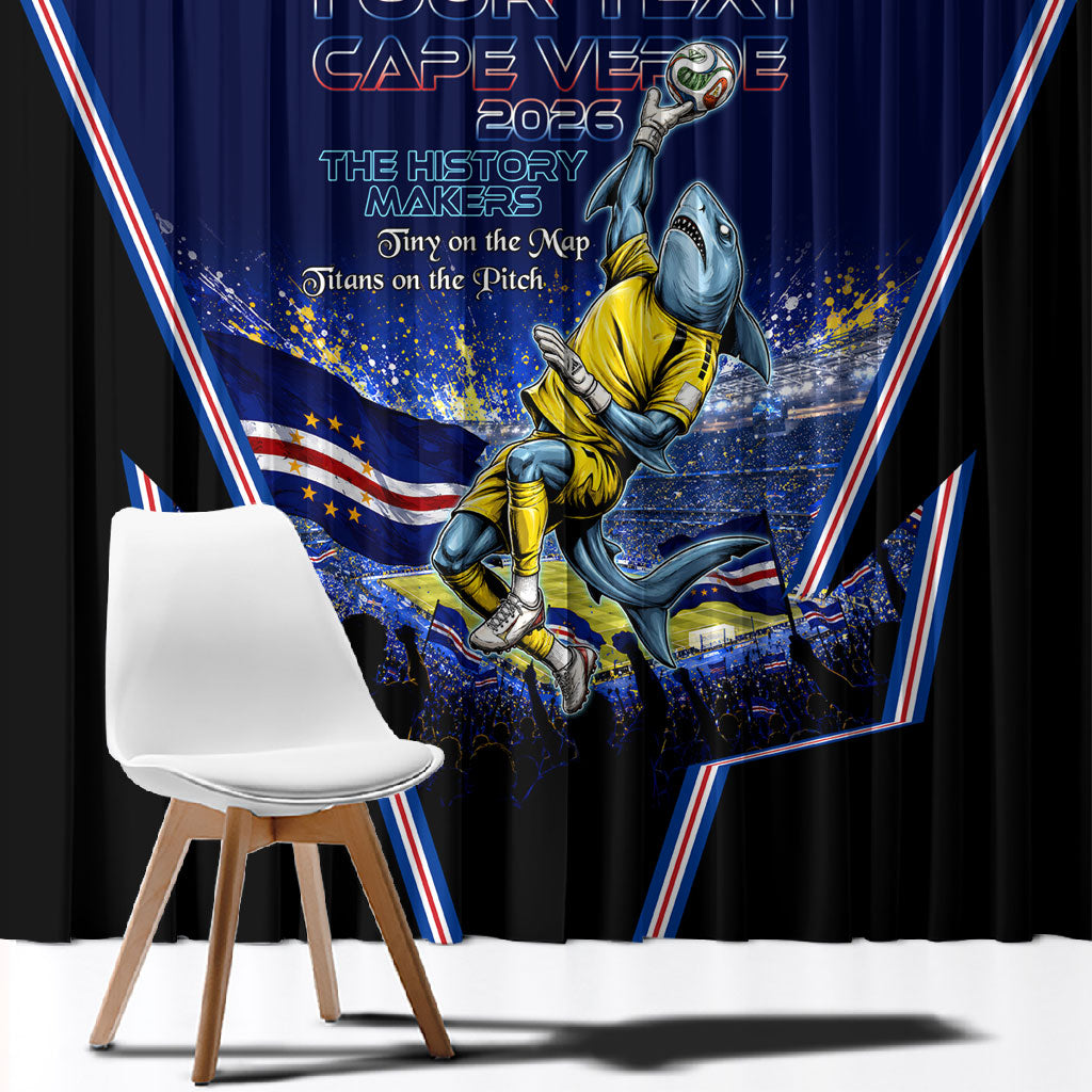 Personalized Cape Verde Blue Sharks Window Curtain African Pride Dynamic Stadium Soccer Graphic Art