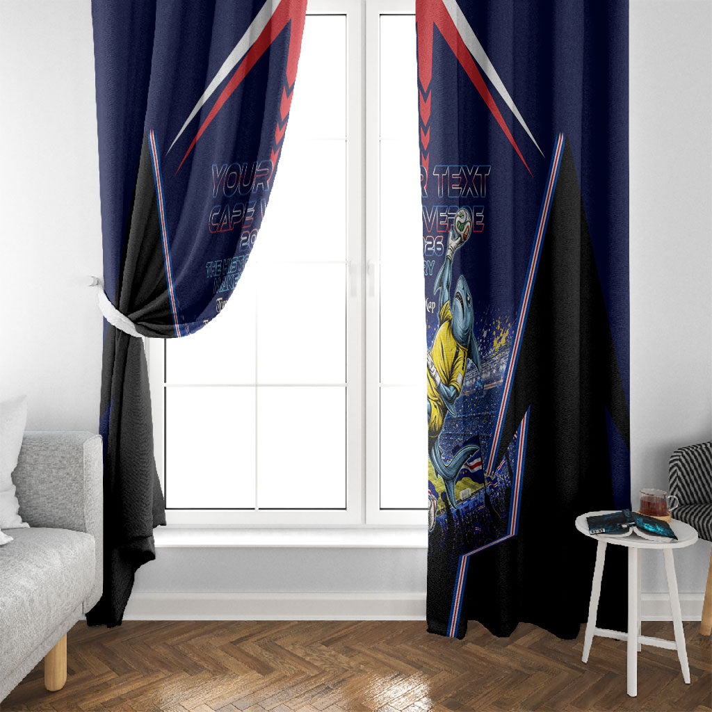 Personalized Cape Verde Blue Sharks Window Curtain African Pride Dynamic Stadium Soccer Graphic Art