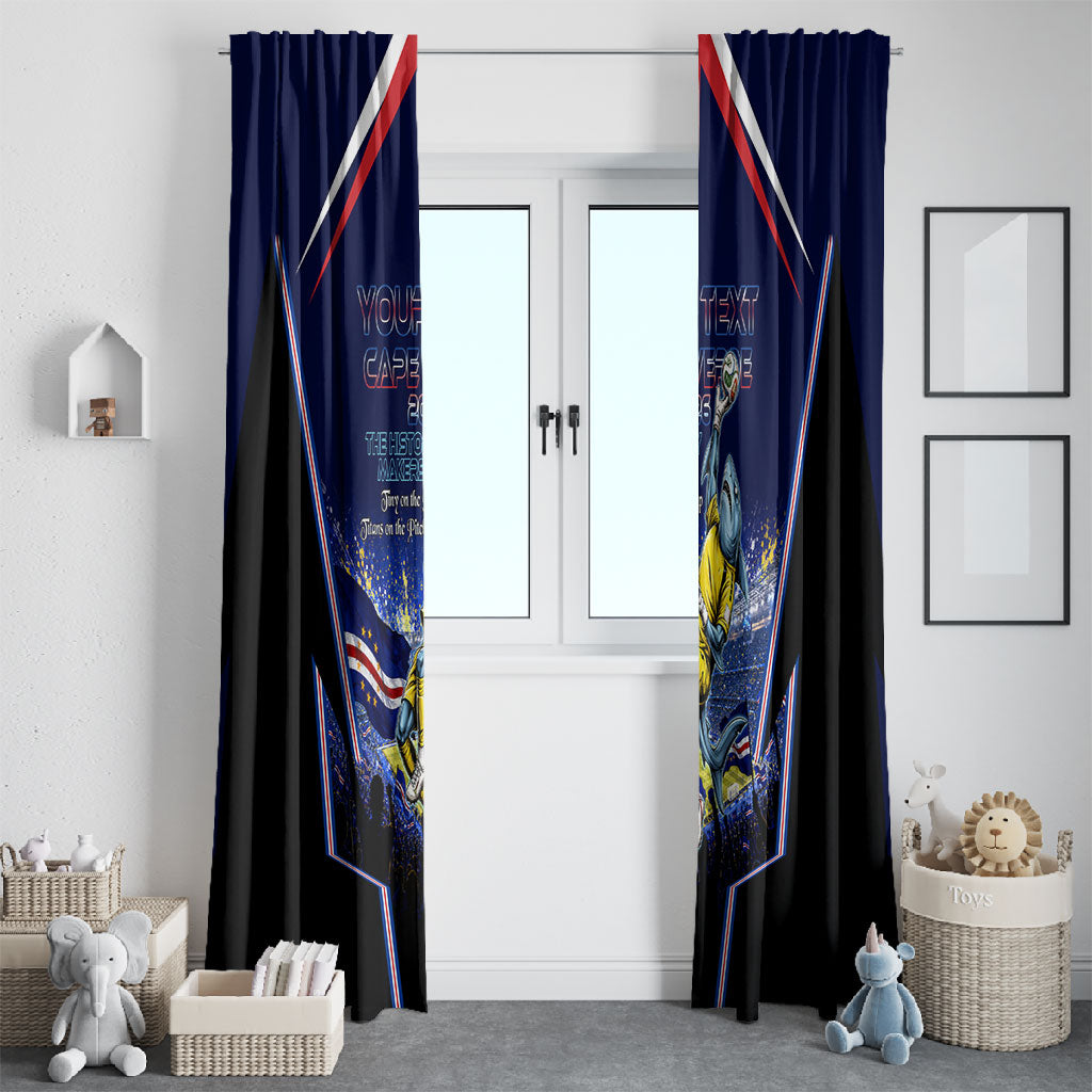Personalized Cape Verde Blue Sharks Window Curtain African Pride Dynamic Stadium Soccer Graphic Art