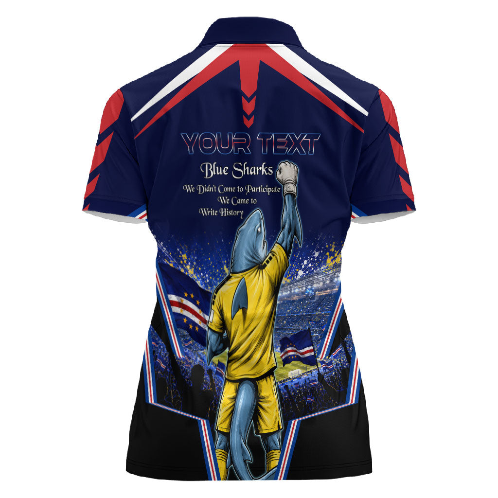 Personalized Cape Verde Blue Sharks Women Polo Shirt African Pride Dynamic Stadium Soccer Graphic Art