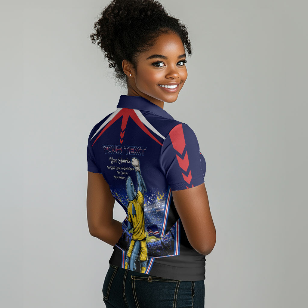 Personalized Cape Verde Blue Sharks Women Polo Shirt African Pride Dynamic Stadium Soccer Graphic Art
