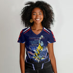 Personalized Cape Verde Blue Sharks Women V-Neck T-Shirt African Pride Dynamic Stadium Soccer Graphic Art