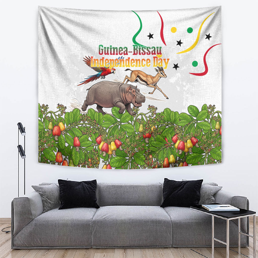 Guinea-Bissau Independence Day Tapestry African Wildlife Cashew Harvest Cultural Pride