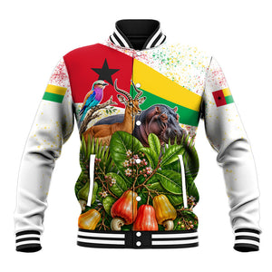 Guinea-Bissau Independence Day Baseball Jacket African Wildlife Cashew Harvest National Flag