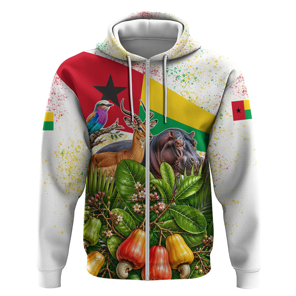 Guinea-Bissau Independence Day Hoodie African Wildlife Cashew Harvest National Flag
