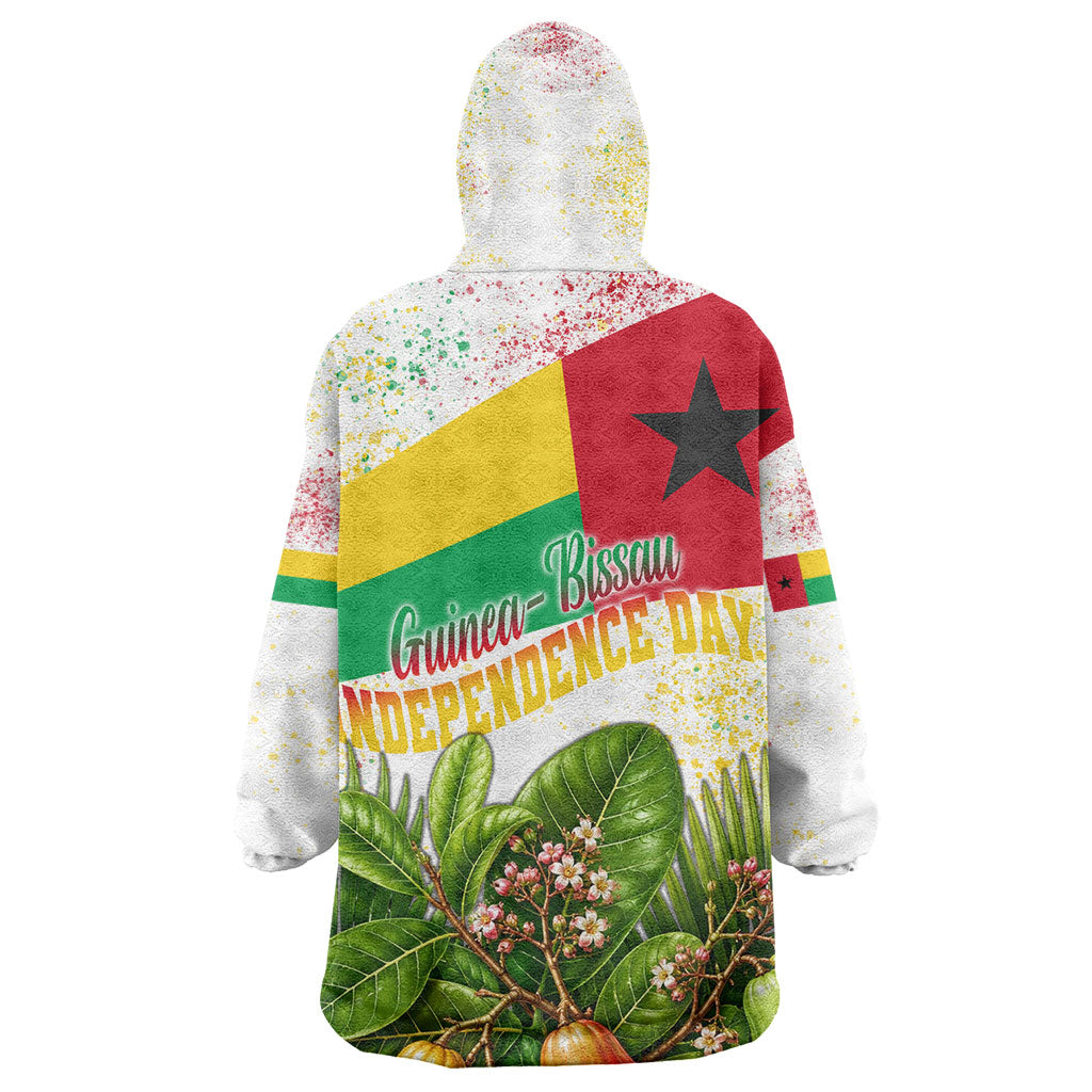 Guinea-Bissau Independence Day Kid Wearable Blanket Hoodie African Wildlife Cashew Harvest National Flag