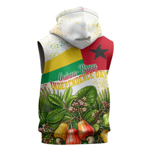 Guinea-Bissau Independence Day Sleeveless Hoodie African Wildlife Cashew Harvest National Flag