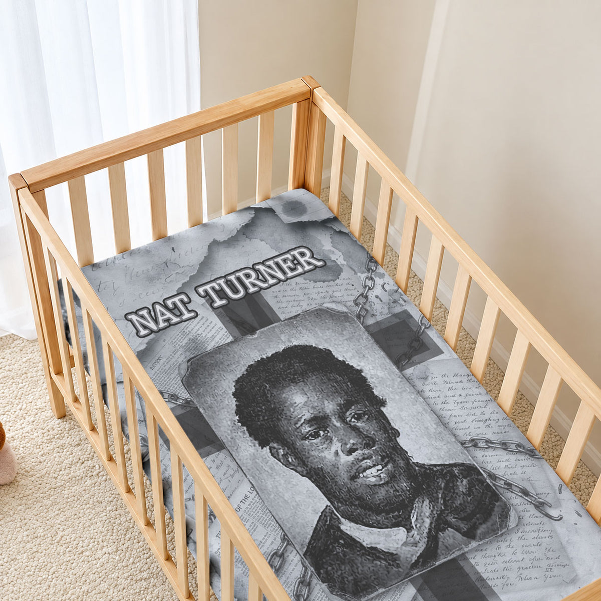 Nat Turner Baby Bed Cover Black History Rebellion - Vintage Newspaper