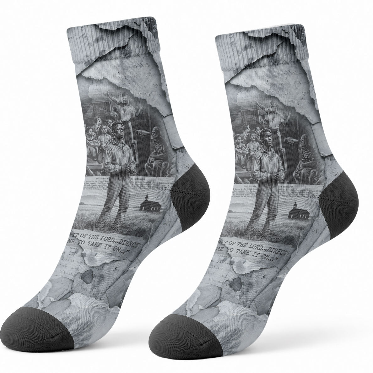 Nat Turner Crew Socks Black History Rebellion - Vintage Newspaper