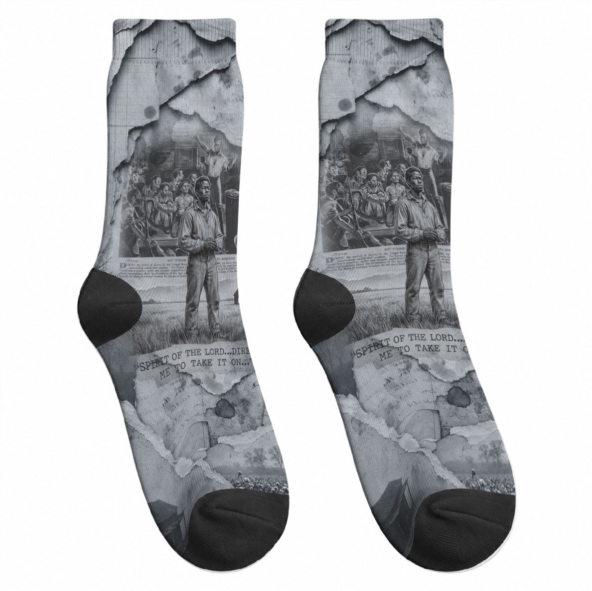 Nat Turner Crew Socks Black History Rebellion - Vintage Newspaper