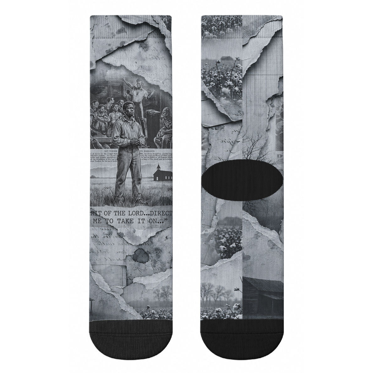 Nat Turner Crew Socks Black History Rebellion - Vintage Newspaper