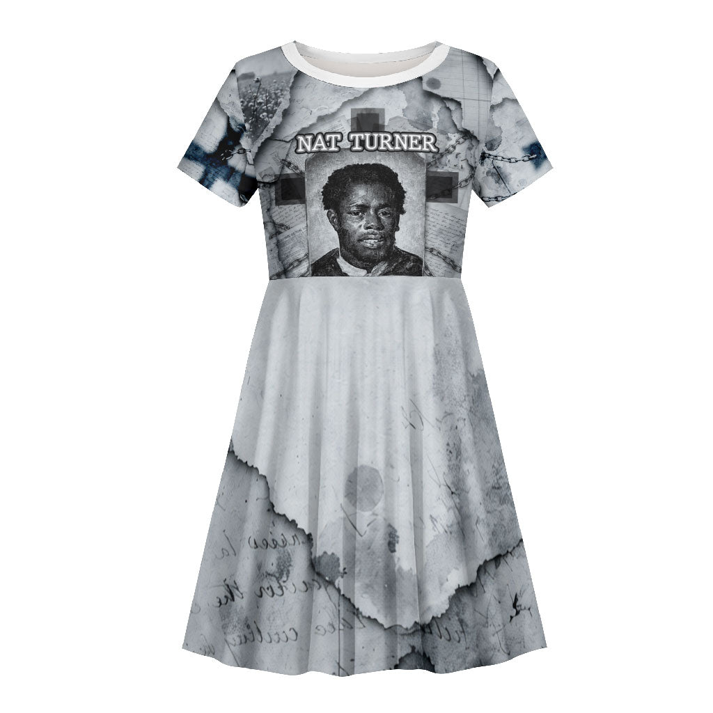 Nat Turner Kid Short Sleeve Dress Black History Rebellion - Vintage Newspaper