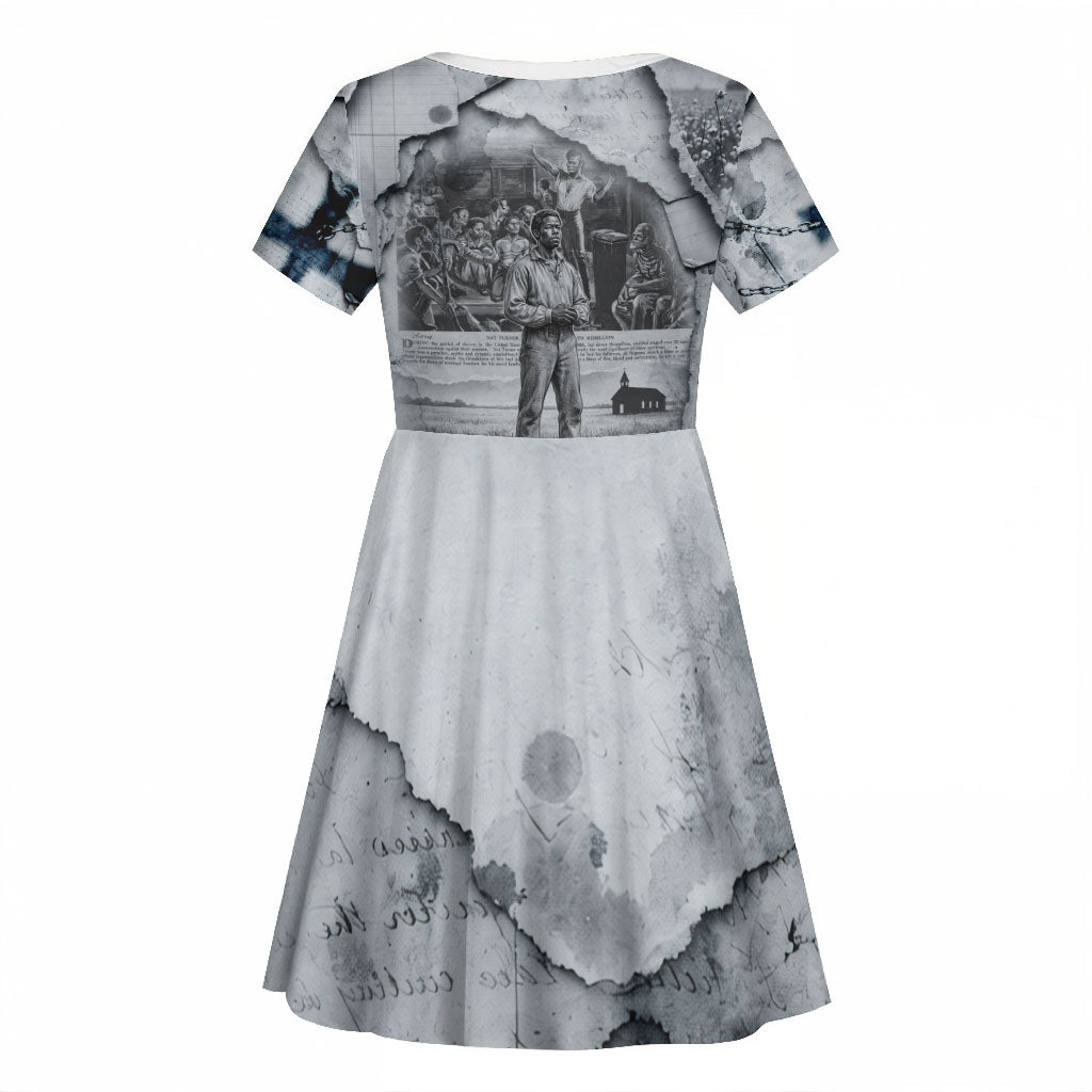 Nat Turner Kid Short Sleeve Dress Black History Rebellion - Vintage Newspaper