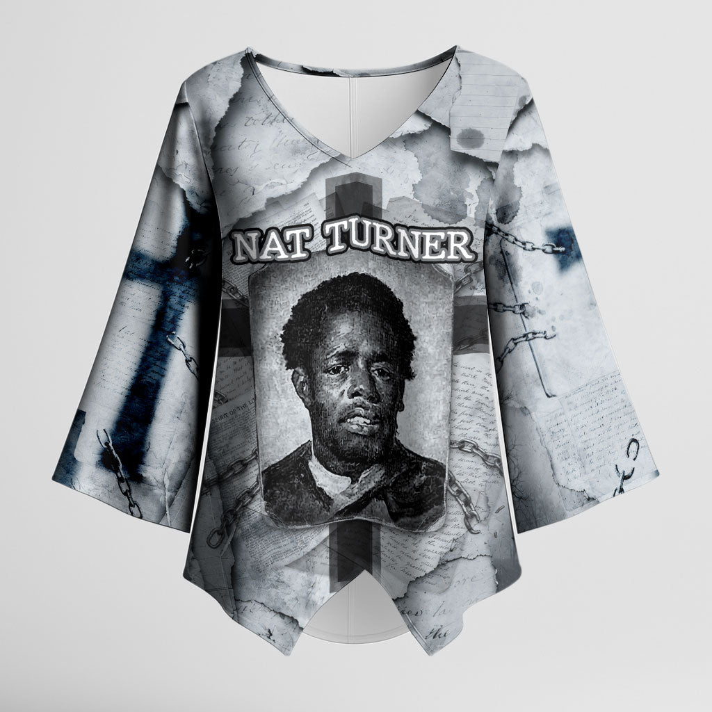 Nat Turner Kimono Sleeve Blouse Black History Rebellion - Vintage Newspaper