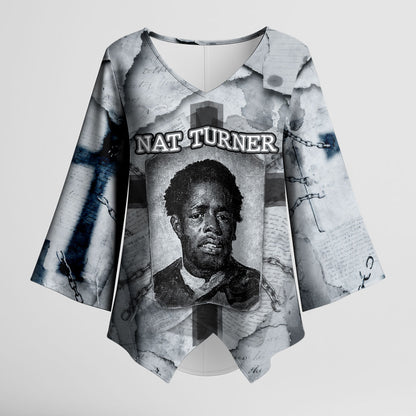 Nat Turner Kimono Sleeve Blouse Black History Rebellion - Vintage Newspaper