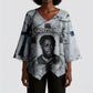 Nat Turner Kimono Sleeve Blouse Black History Rebellion - Vintage Newspaper